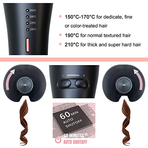 iGutech Rizador de pelo automático, Pinzas Rizador automático con barril iónico de cerámica y sensor inteligente antiadherente, tenazas rizadoras profesionales para cabello corto y largo