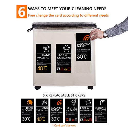 IHOMAGIC Cesto para la Colada 3 Compartimiento con 6 ficha y 4 Rueda, Plegable Cesta de lavandería Colector de Ropa para el hogar para Cocina Dormitorio Hotel Viaje 105L Clasificador de Lavadero