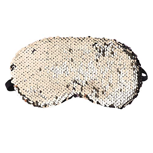 iiniim Máscara para Dormir con Lentejuelas Reversibles de Color Doble Estilo Sirena 100% Anti-Luz Opaco Cómoda Agradable para la Piel para Mujer Chica Niña Dorado One_Size
