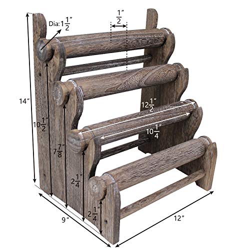 ikee diseño envejecido de madera 4 pisos Bar pulsera/brazalete joyas Accessory organizador de pantalla