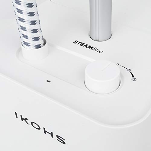 IKOHS STEAMLINE - Plancha de Vapor Vertical con Depósito 1.6 L, Vapor Continuo 32 g/min, Triple Opción Vertical, Vapor y Seco, 1600W, Apto Diferentes Tejidos y Prendas, Anti-Quemaduras (Blanco)