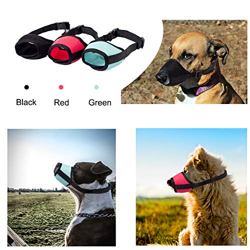 ILEPARK Bozal para Perros Cubierto con Malla Transpirable y Nailon Duradero, Bozal para Perro Ajustable y Suave para Evitar Que Muerda, Mastique y Ladre (L,Negro)