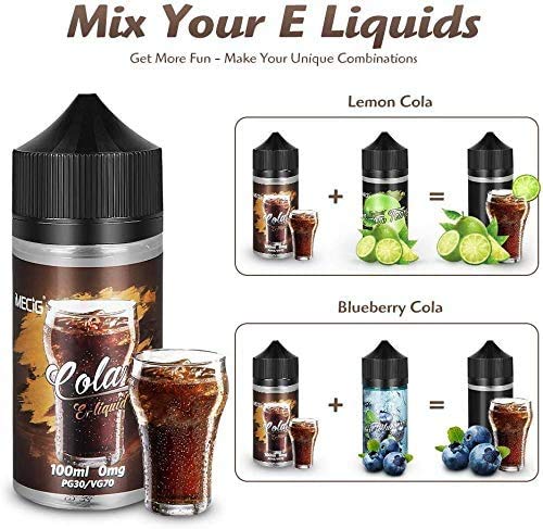 IMECIG E Líquido Cola Liquido Vaper Para Cigarros electronicos 70/30 E Liquid Cigarrillo Electronico Juice Vaper Premium Sabores Vapeador E Cig Vaper Pen E Juice100ml 0mg Nicotina