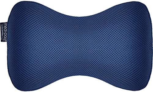 iMedic Almohada Cervical para Viaje – Cojín para Coche de Espuma de Memoria – 1x Azul en Malla 3D