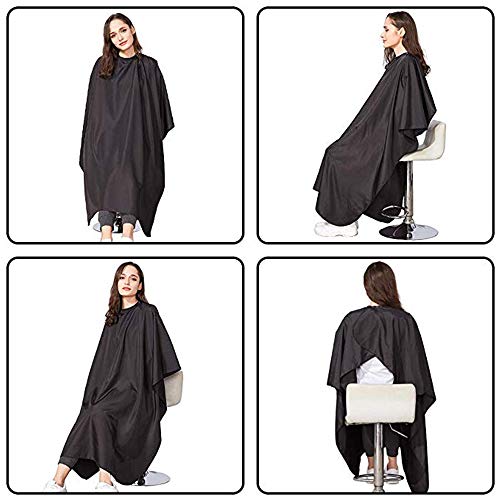 Impermeable capa de calidad de salón profesional, material ripstop ligero y protección de larga duración. Adecuado para peluquerías y salones de belleza, de larga duración y profesional. (Negro)