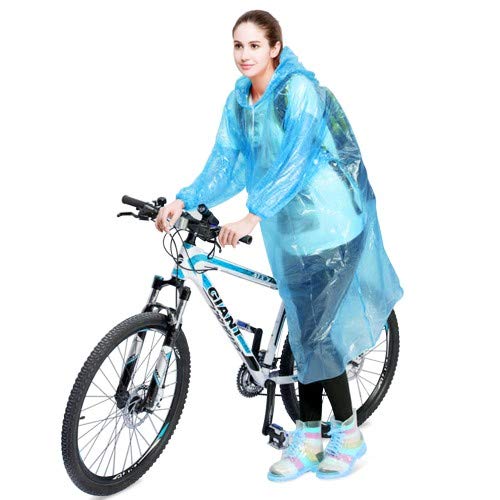 Impermeable desechable de emergencia, con capucha, para camping, senderismo, viajes, picnic, bivouac, senderismo, mochila, 6 unidades, color azul