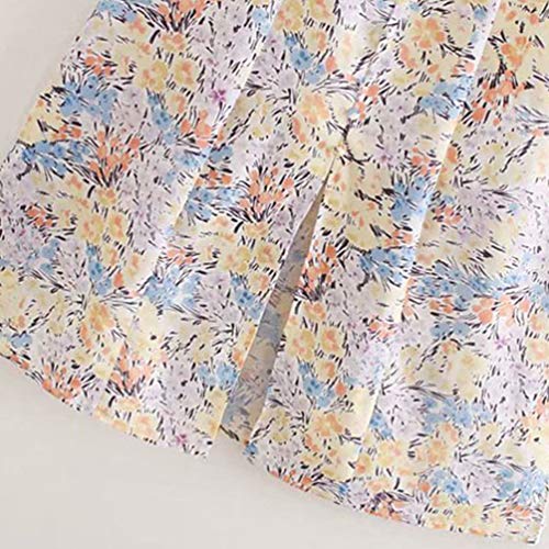 Impresión floral sin espalda delgadas correas vestidos femeninos raja del frente de los vestidos del vintage Como se muestra,M