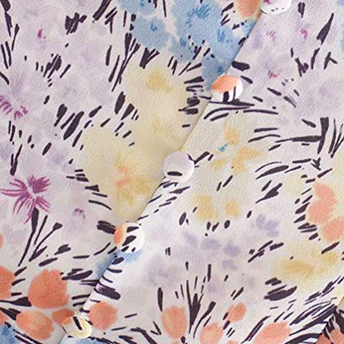 Impresión floral sin espalda delgadas correas vestidos femeninos raja del frente de los vestidos del vintage Como se muestra,M