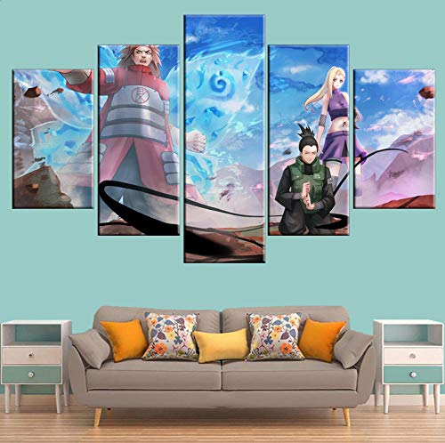 Impresiones sobre Lienzo,5 Piezas Anime Naruto Akimichi Choji Yamanaka Ino Nara Shikamaru Cuadros Cartel Modular Arte De La Pared Moderno Decoración del Hogar Tamaño A