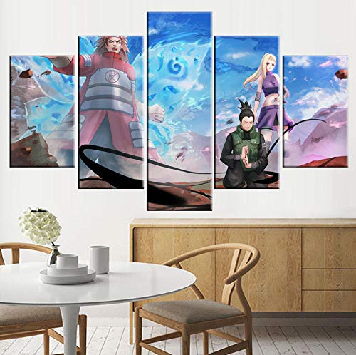 Impresiones sobre Lienzo,5 Piezas Anime Naruto Akimichi Choji Yamanaka Ino Nara Shikamaru Cuadros Cartel Modular Arte De La Pared Moderno Decoración del Hogar Tamaño A