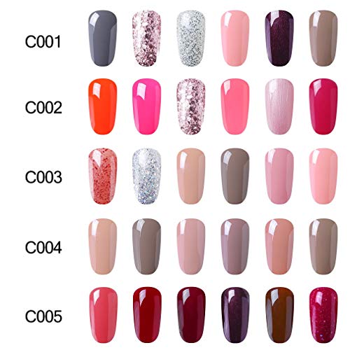 Inagla Esmaltes de Uñas en Gel UV LED, 6pcs Esmaltes Semipermanentes, Pintauñas de 8ml 001