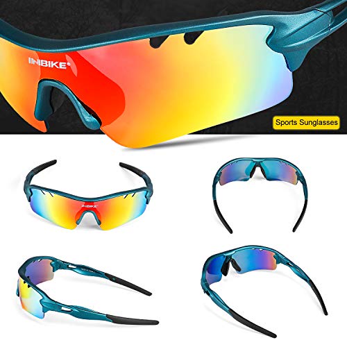 INBIKE Gafas De Sol Polarizadas para Ciclismo con 5 Lentes Intercambiables UV400 Y Montura De TR-90, Gafas para MTB Bicicleta Montaña 100% De Protección UV