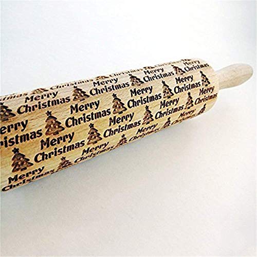 Inception Pro Infinite - Rodillo grabado de madera – gofrado – Navidad – Decorativo – Tallado – Cocina – Galletas – Pasteles – Productos de horno – Merry Christmas – Árbol – Abeto