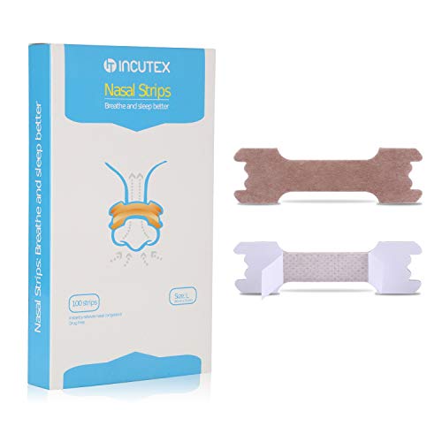 Incutex 50x tiras nasales contra los ronquidos tiritas nasales antirronquidos para respirar mejor, talla L