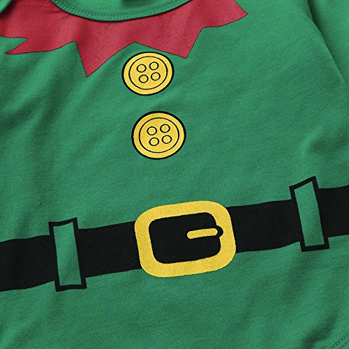 Infantil Disfraz Navidad Fossen Recien Nacido Niña Niño Bebe Monos Tops y Pantalones de Raya + Sombrero (12-18 Meses, Verde)