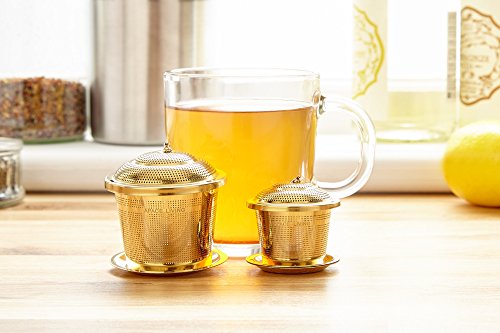 Infusor de Té suelto (Juego de 2) de Apace - con Cuchara de Té y Bandeja de Goteo – Bola infusora, Colador y Filtro de Acero inoxidable ultra fino para una Experiencia de Té o Infusión superior
