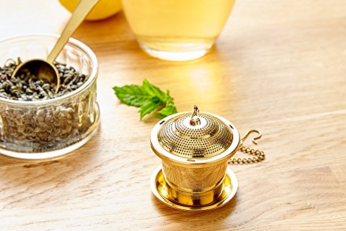 Infusor de Té suelto (Juego de 2) de Apace - con Cuchara de Té y Bandeja de Goteo – Bola infusora, Colador y Filtro de Acero inoxidable ultra fino para una Experiencia de Té o Infusión superior