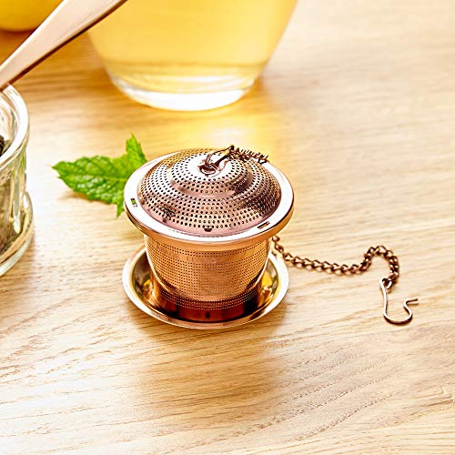 Infusor de Té suelto (Juego de 2) de Apace - con Cuchara de Té y Bandeja de Goteo – Bola infusora, Colador y Filtro de Acero inoxidable ultra fino para una Experiencia de Té o Infusión superior