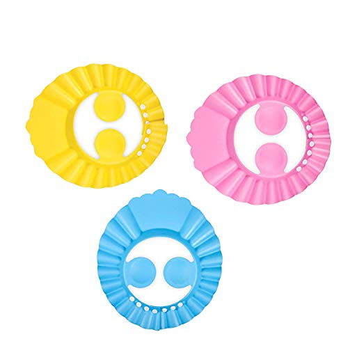 inherited Baño Suave para Niños,gorro ducha bebe ajustable Gorro de Ducha gorro suave Gorro de ducha protector Visera Practico Champú Evite que el Agua Fluya a Ojos y de la Cara,3pcs