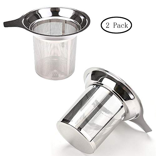 inherited Filtros para té, Los Mejores coladores de té para té Suelto, Colador de té Reutilizable con 1 Asas, Filtro de té y café, Infusor de Té,Filtro de Té con 2 pcs en un Paquete