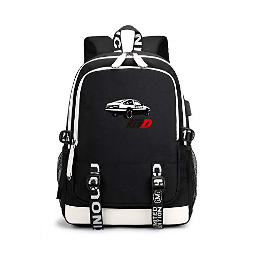 Initial D Mochila Casual Clásico Simple Salvaje de Escolar del Estudiante Mochila 3D Tendencia niños Trekking Mochila de Ocio de Moda Salvaje Mochila de Gran Capacidad Senderismo Bolsa para Mujeres y