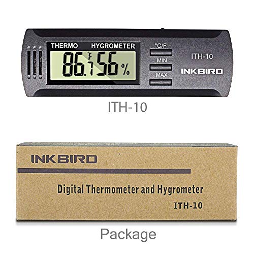 Inkbird ITH-10 Mini Portatil Medidor Temperatura Humedad,LCD Monitor Termómetro Higrómetro Digital para Nevera,Suelo,Cigarro,Humidor,Invernadero