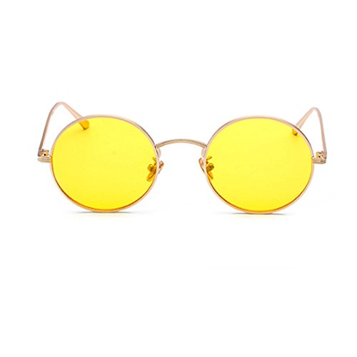 Inlefen Gafas de sol de marco redondo de metal Gafas de sol de círculo vintage para hombre y mujer