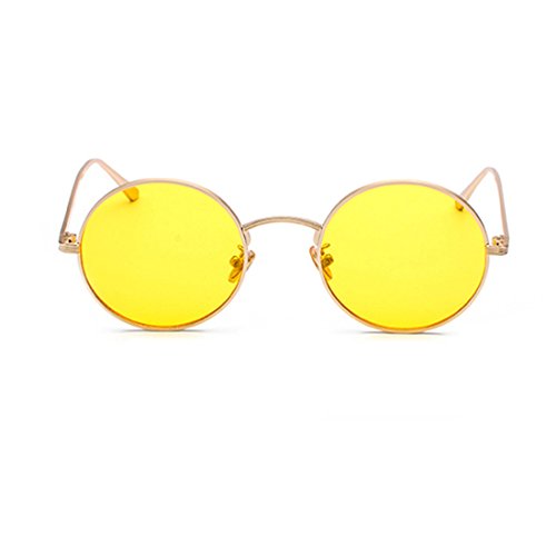 Inlefen Gafas de sol de marco redondo de metal Gafas de sol de círculo vintage para hombre y mujer
