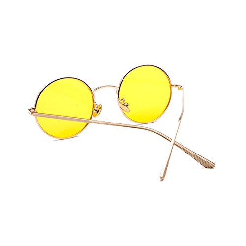 Inlefen Gafas de sol de marco redondo de metal Gafas de sol de círculo vintage para hombre y mujer