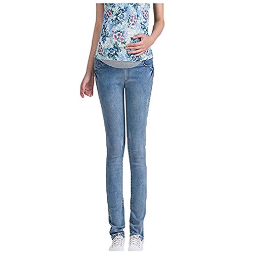Inlefen Vintage Jeans de Maternidad: sobre la Protuberancia, Mezclilla Embarazo Look Leggings Pretina