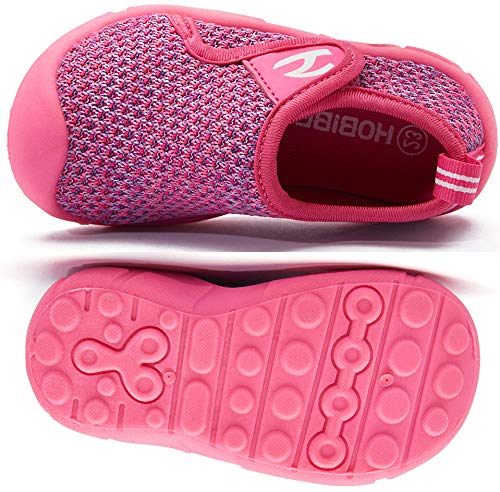 INMINPIN Zapatillas de Estar por Casa para Niños Zapatos de Interior de Punto Infantil Niña Niño Cómodos Suave Antideslizante Zapatos de Deporte,Rosa，28EU.