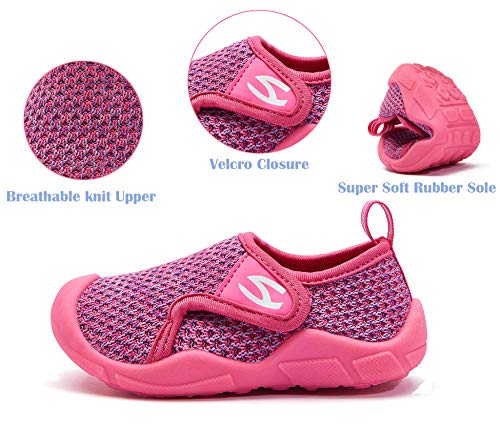 INMINPIN Zapatillas de Estar por Casa para Niños Zapatos de Interior de Punto Infantil Niña Niño Cómodos Suave Antideslizante Zapatos de Deporte,Rosa，28EU.