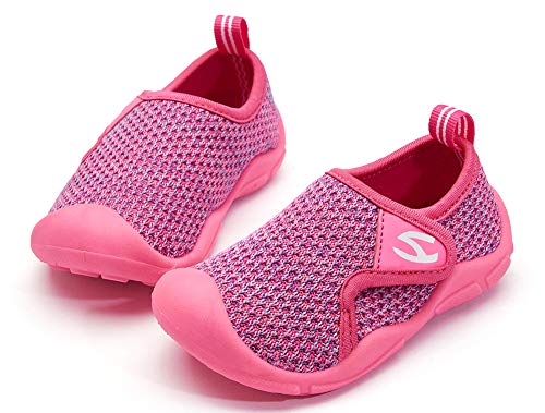 INMINPIN Zapatillas de Estar por Casa para Niños Zapatos de Interior de Punto Infantil Niña Niño Cómodos Suave Antideslizante Zapatos de Deporte,Rosa，28EU.