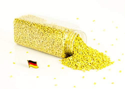 INNA-Glas Granulado Decorativo - Piedras Decorativas ASLAN, Amarillo Brillante, 3-8mm, 605ml Bote, Producido en Alemania - Piedrecitas de Colores