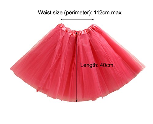 InnoBase Tutu Falda de Mujer Falda de Tul 50's Short Ballet 3 Capas Accesorios de Vestimenta de Baile para Mujeres Niñas 8 Colores (Rojo)