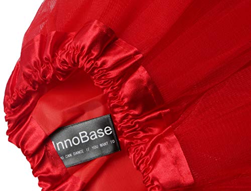 InnoBase Tutu Falda de Mujer Falda de Tul 50's Short Ballet 3 Capas Accesorios de Vestimenta de Baile para Mujeres Niñas 8 Colores (Rojo)