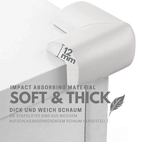 Innobeta Juego de 12 Protector Esquinas Bebes para Esquinas y Bordes de Muebles, Extra Gruesos Protector Mesa Bebe, Seguridad Infantil en el Hogar(Blanco)