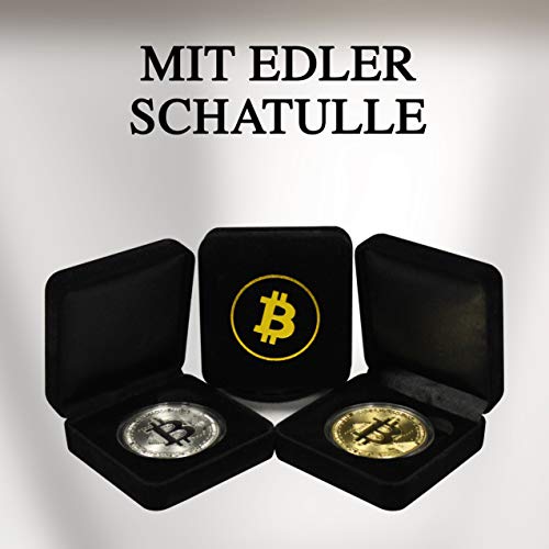 innoGadgets Medalla Bitcoin física recubierta de oro auténtico de 24 quilates. En un cofre noble para una verdadera pieza de coleccionista