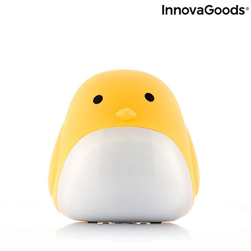 InnovaGoods Despertador LED Táctil Recargable de Silicona Chick, Amarillo, 10 x 10 x 11 cm