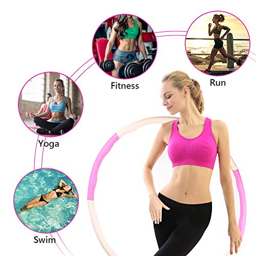 Inpher Hula Hoop,8 Secciones Professional Hula Hoop Desmontable,Diámetro Ajustable para Perder Peso,Gimnasio,Ejercicio con Diadema Deportiva