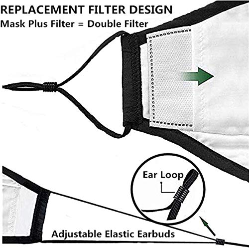 Inserto de filtro de carbón activado PM 2.5 de 60 piezas, papel de filtro protector reemplazable para adultos con 5 capas, filtro + pieza de almacenamiento plegable + gancho ajustable + cordón）
