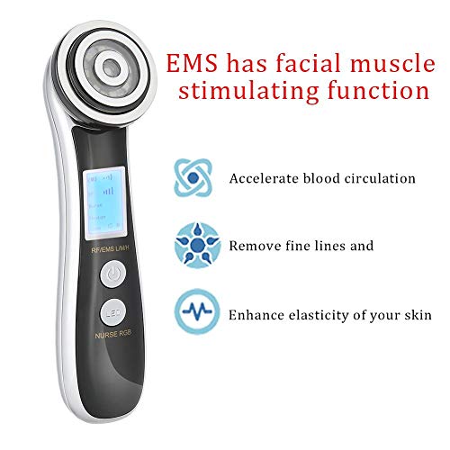 Instrumento de belleza EMS RF,Equipo ultrasónico anti-envejecimiento,Arruga facial Reafirma la piel, reduce las arrugas, disminuye las manchas faciales .(Schwarzes Weiß)