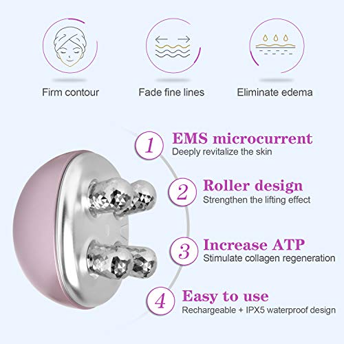 Instrumento de Masaje Facial MYCARBON Masajeador corporal Instrumento de Belleza Facial Masajeador de Micro-corriente vibración y Roller 3D Abrillantamiento Rejuvenecimiento Antiarrugas