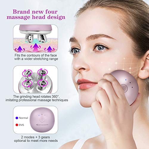 Instrumento de Masaje Facial MYCARBON Masajeador corporal Instrumento de Belleza Facial Masajeador de Micro-corriente vibración y Roller 3D Abrillantamiento Rejuvenecimiento Antiarrugas