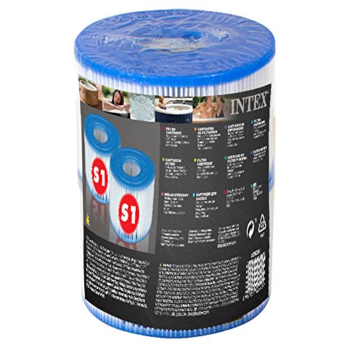 Intex 55000 - Pack de 2 cartuchos SPA tipo S1, altura de 7.5 cm y diámetros de 10.8/4 cm + 28501 - Almohada hinchable para Spa, color Beige, 39 x 30 x 23 cm