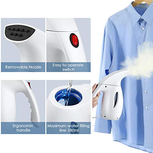 INTEY Plancha Ropa Vapor Vertical, Plancha Vertical Viaje, Plancha de vapor portátil, Calentamiento Rápido y Duración 10min, Eliminación Eficiente para Arrugas, Ideal para Viaje y Hogar - 180ml