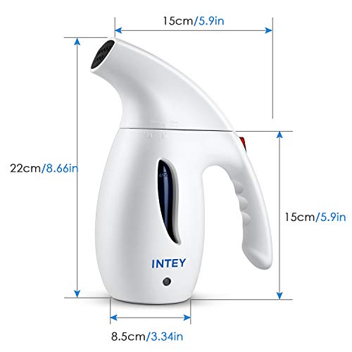 INTEY Plancha Ropa Vapor Vertical, Plancha Vertical Viaje, Plancha de vapor portátil, Calentamiento Rápido y Duración 10min, Eliminación Eficiente para Arrugas, Ideal para Viaje y Hogar - 180ml