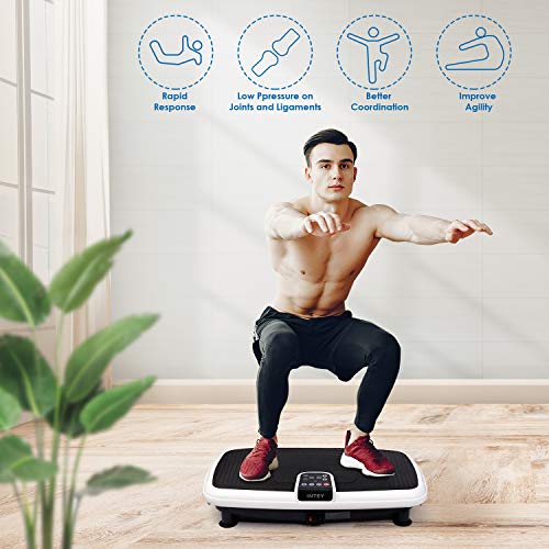 INTEY Plataforma Vibratoria de Fitness Multifuncional, 2 Bandas Elásticas/ 3 Zona de Vibración/ 20 Clases de Velocidad, Control de Pantalla/Control Remoto