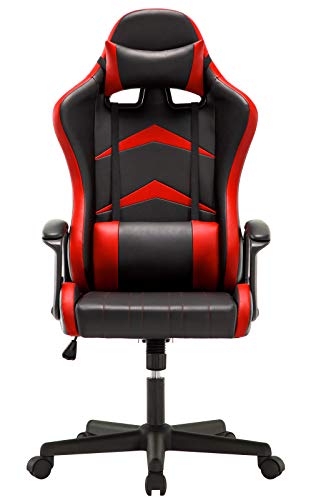 IntimaTe WM Heart Silla Gaming con Respaldo Alto Cojín Lumbar & Cabeza Almohada, Altura Ajustable 360° Giratorio y Reposabrazos Fijos (Roja)