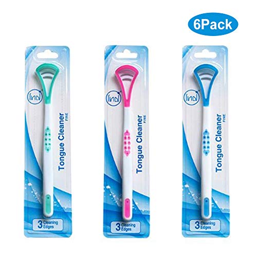 INTVN 6 Piezas Cepillo para Lengua Limpiador de Lengua, Cepillo Limpiador de Lengua para Ayudar, para Mantener tu Boca Sana y Limpia,Pástico, 3 Colores